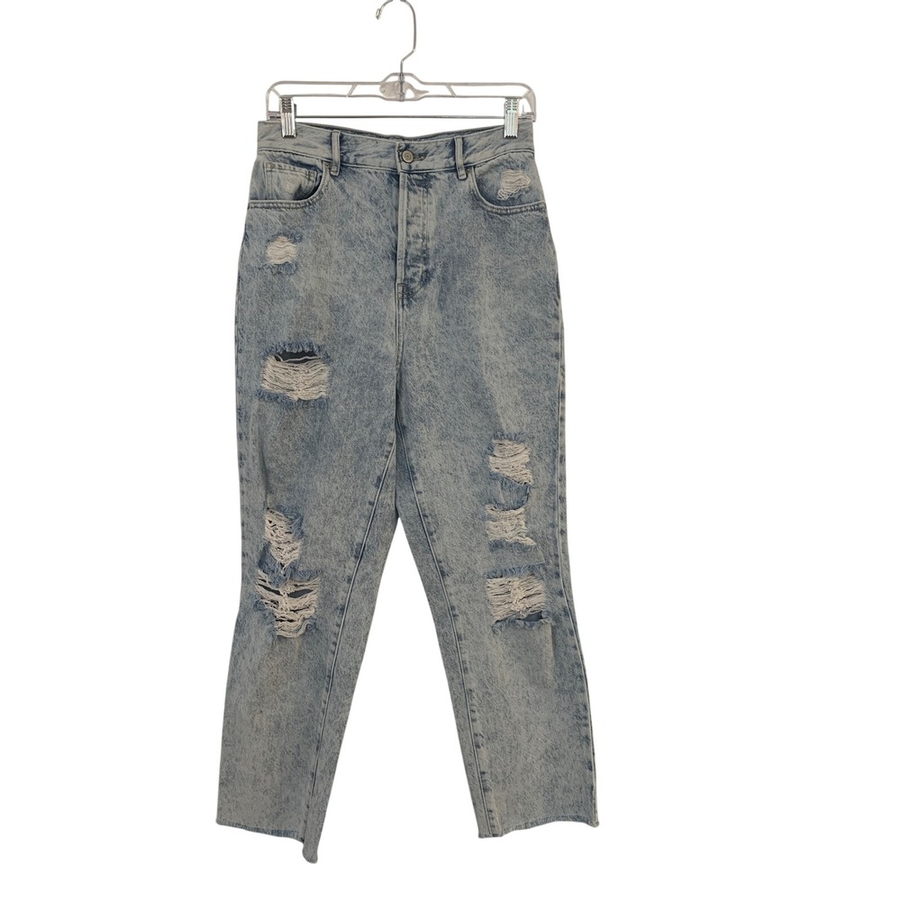 PacSun Womens High Rise Straight Distressed Acid Wash Jeans Size 28 Light Blue